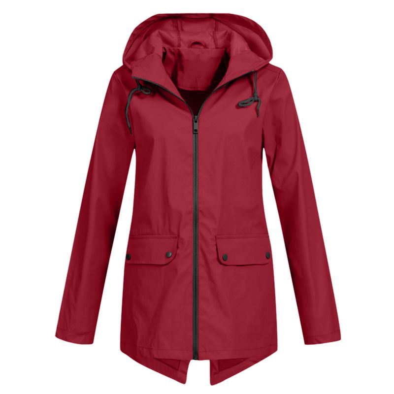 Leichte, wasserdichte Regenjacke mit Kapuze für Damen – Winddichter Outdoor-Mantel, atmungsaktives Polyester, Reißverschluss, Slim Fit (S-XXXL)_voghion.com