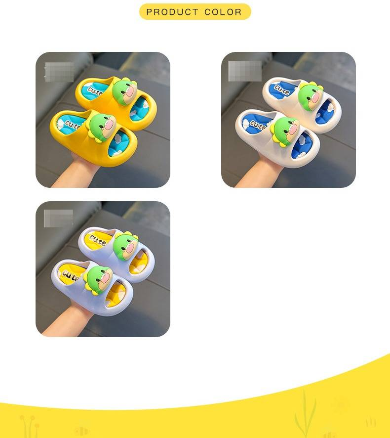 Kids' Cartoon Slippers – Non-Slip Indoor/Outdoor Sandals For Boys & Girls (Yellow/Sky Blue/White, EU 24-39)_voghion.com