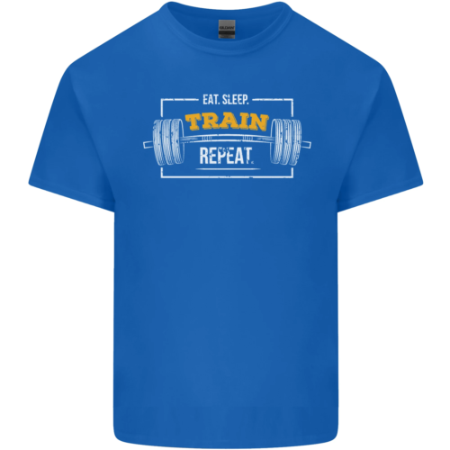 Eat Sleep Train Repeat Fiess Workout Top miesten puuvillainen t-paita_voghion.com