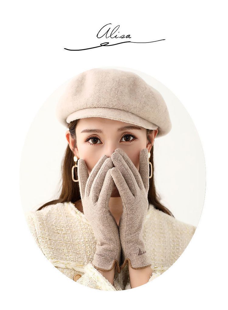 Winter Women's Fleece-Lined Warm Wool Spring And Autumn Driving Cycling Touchscreen Cashmere Gloves Wholesale_voghion.com