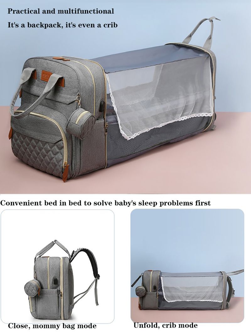 New portable mommy crib stroller backpack lightweight mother and baby multifunctional large capacity mom bed bag_voghion.com