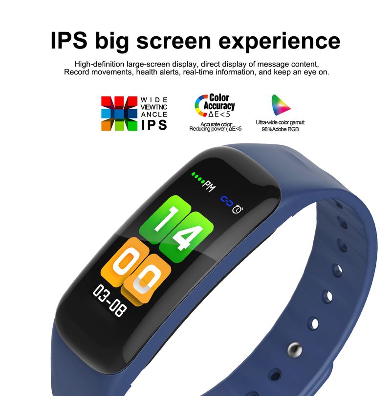 Fiess C1s Bluetooth watch waterproof smart Bracelet Heart Rate and blood pressure monitoring health tracker_voghion.com