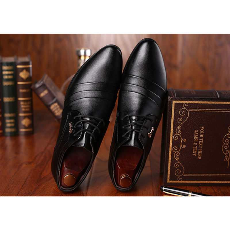 Vestido masculino oxfords sapatos formais de festa de casamento sapatos clássicos dedo apontado sapatos de couro confortáveis_voghion.com