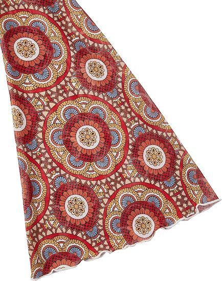 Top corto da donna con maniche a campana in rete floreale, colletto arricciato e orlo a lattuga_voghion.com