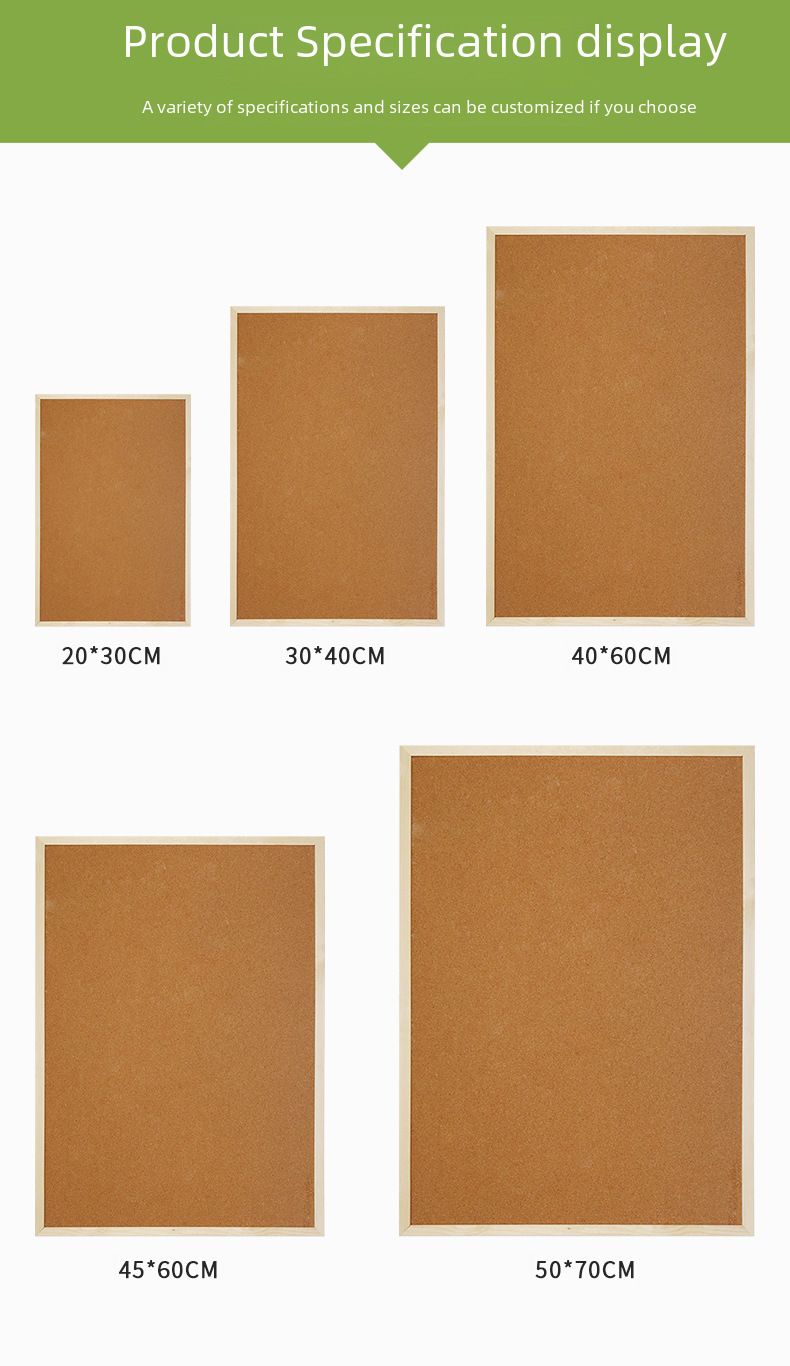 Wooden frame cork board ins pine board bulletin board household note board kindergarten photo wall hanging single and double-sided_voghion.com
