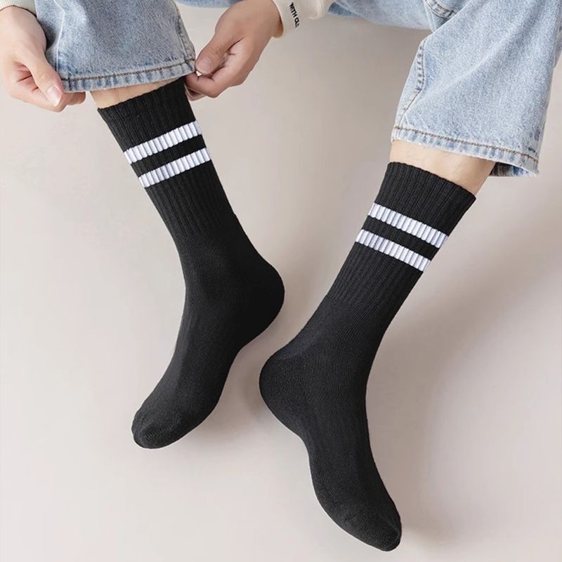 Herensokken Mid Tube Herensokken Sport Gestreept Parallelle Brug Zweetabsorberend Ademend Lange Tube Basketbalsokken Batch_voghion.com