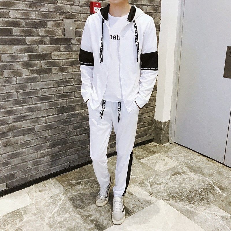 Casual Suit Trendy Brand Sports Spring And Autumn Thin Set Sweatshirt Fashionable Handsome Korean Style Jacket For Men_voghion.com