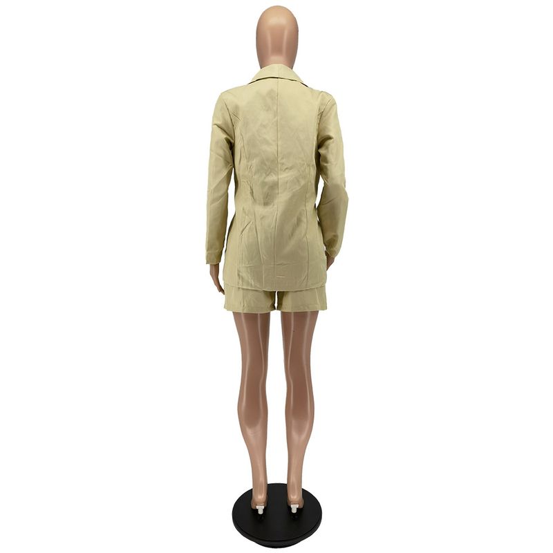 Damenbekleidung Sommermode Neue einfarbige Spitze Kleiner Anzug Dreiteiliger Anzug_voghion.com