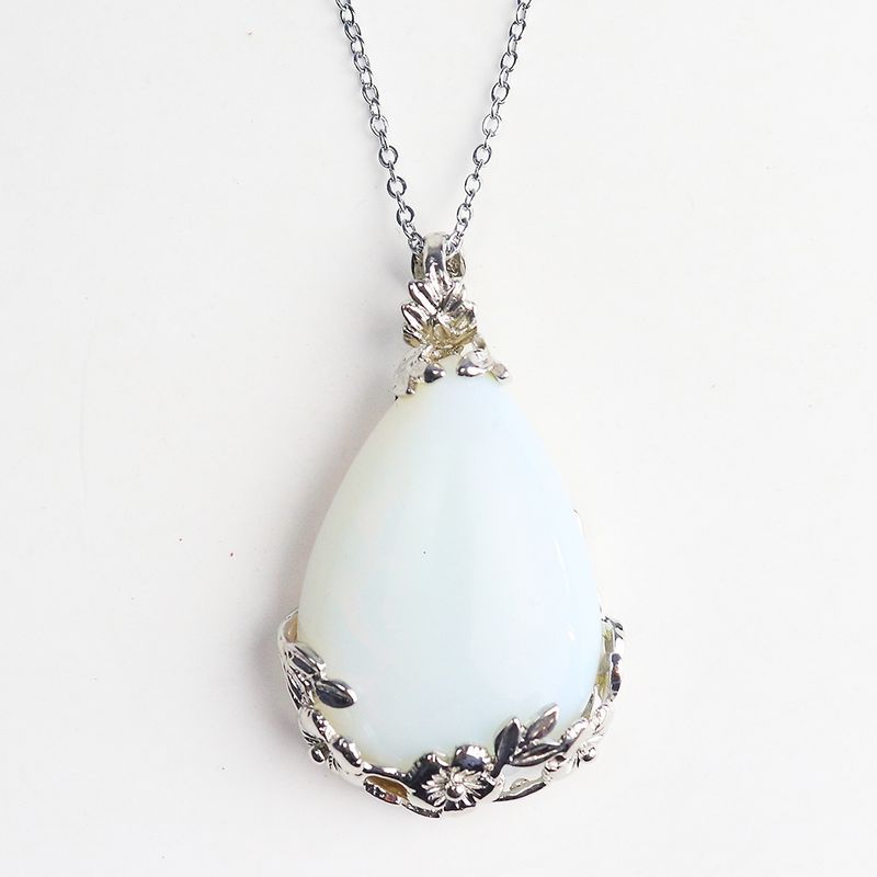 Collana con ciondolo a forma di goccia d'acqua, con fibbia a forma di fiore, pendente in cristallo e ametista._voghion.com