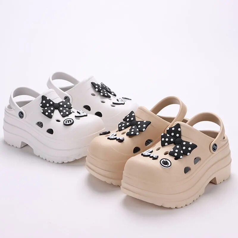 Cartoon DIY Chunky Plateau Sandalen Frauen 2024 Sommer Dicke Unterseite Clogs Gartenschuhe Frau Geschlossene Zehe Rutschfester Strand_voghion.com