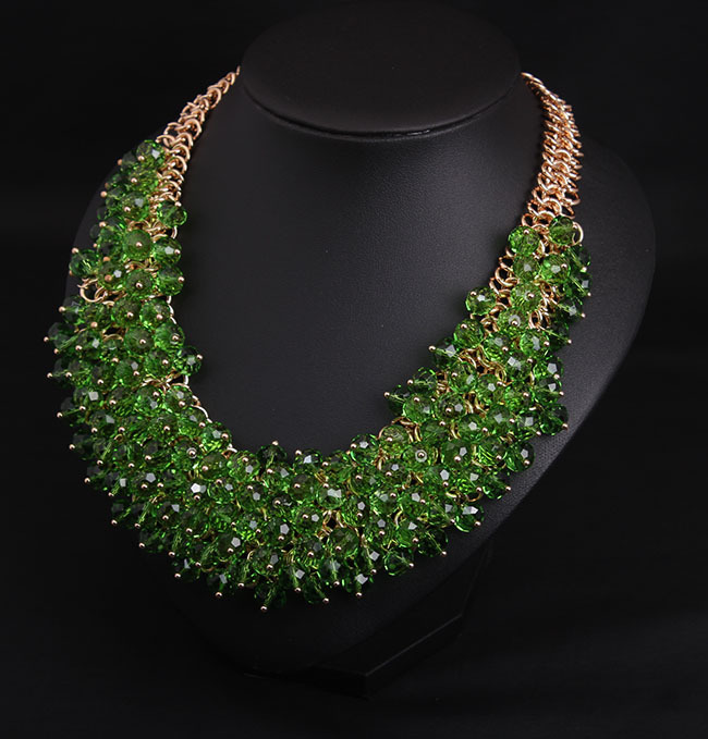 Collana tutta fatta a mano in cristallo di vetro multistrato con clavicola corta per l'industria pesante, moda femminile esagerata gioielli di grande nome_voghion.com