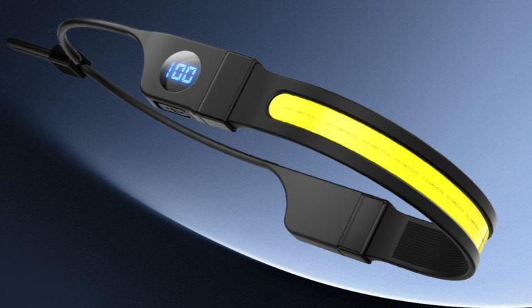 New digital power display COB double light source silicone headlamp outdoor cycling running LED head light_voghion.com