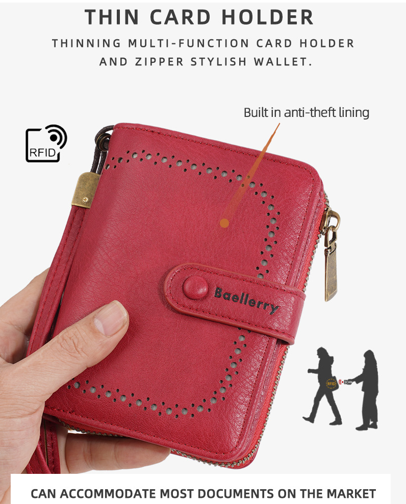 Kartentasche Kartenetuis Damen Geldbörse Weiblich High-End Retro Student Akkordeon Geldbörse Kartenhalter Mode Pu Reißverschluss Kleine Geldbörse Weiblich_voghion.com
