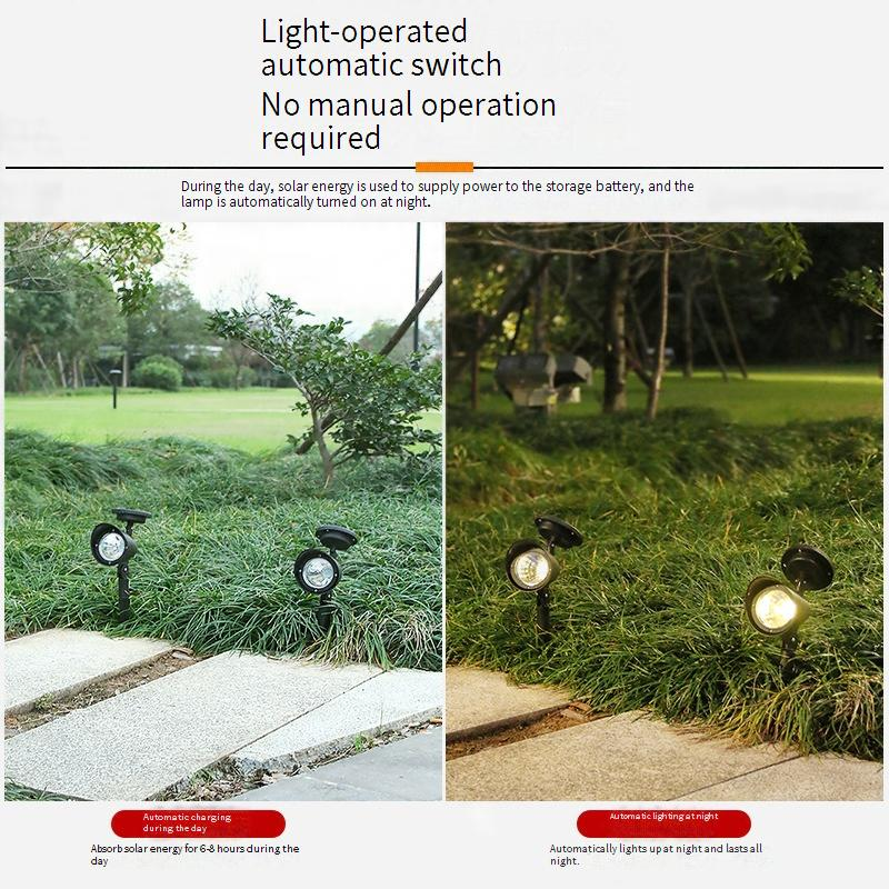 Solarbetriebene LED-Gartenstrahler, 4 LEDs, wasserdichte Landschaftsbeleuchtung für den Außenbereich für Hof, Villa, Park, dekorative Wegbeleuchtung (weißes/warmes Licht)_voghion.com