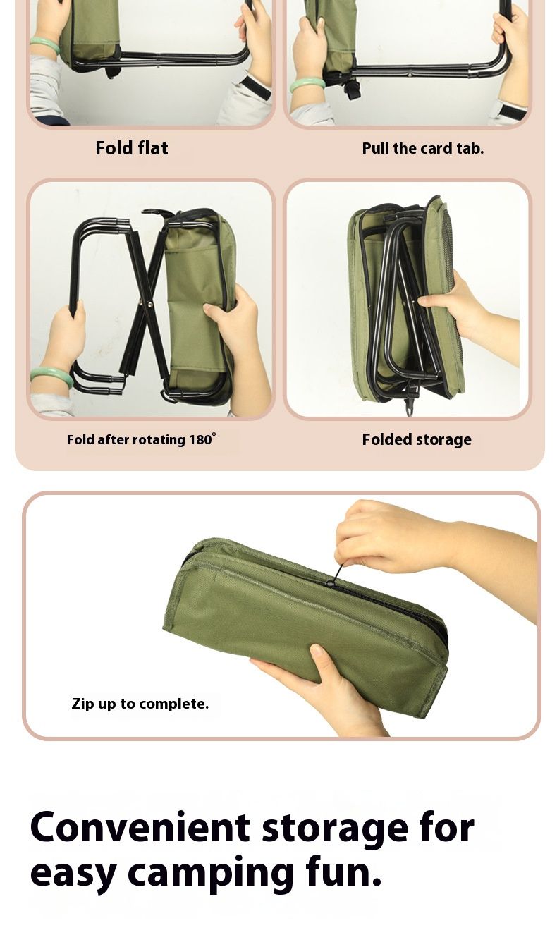 Ultra-Portable Carbon Steel Folding Stool With Storage Pouch – Compact Camping Seat For Hiking, Travel & Outdoor Events (Multiple Sizes & Colors)_voghion.com