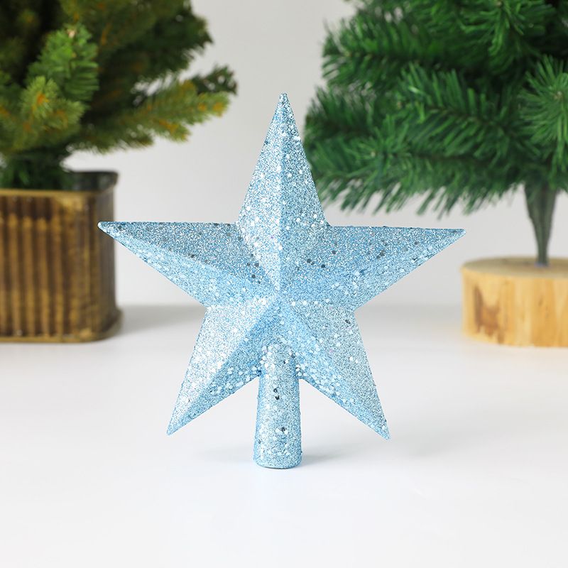 Christmas Decoration 19.5cm Three Dimensional Sprinkled Powder Tree Top Star Trumpet Five Pointed Star Tree Arrangement Accessories_voghion.com