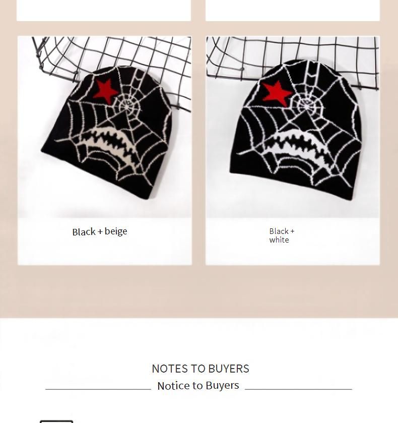 Gothic Spider Web Jacquard Knit Beanie - Trendy Unisex Winter Hat For Men & Women - Soft Acrylic Warm Skull Cap With Streetwear Style_voghion.com