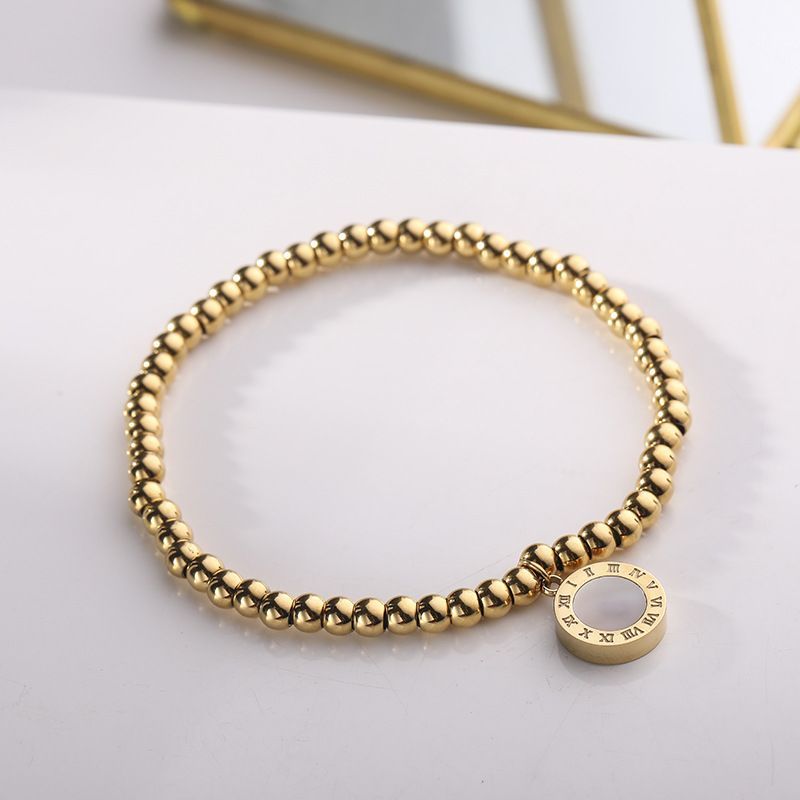 Elastisches Armband mit römischen Ziffern in Schwarz und Weiß, Roségold, Titanstahl, Schmuck, kreatives Damen-Accessoire_voghion.com