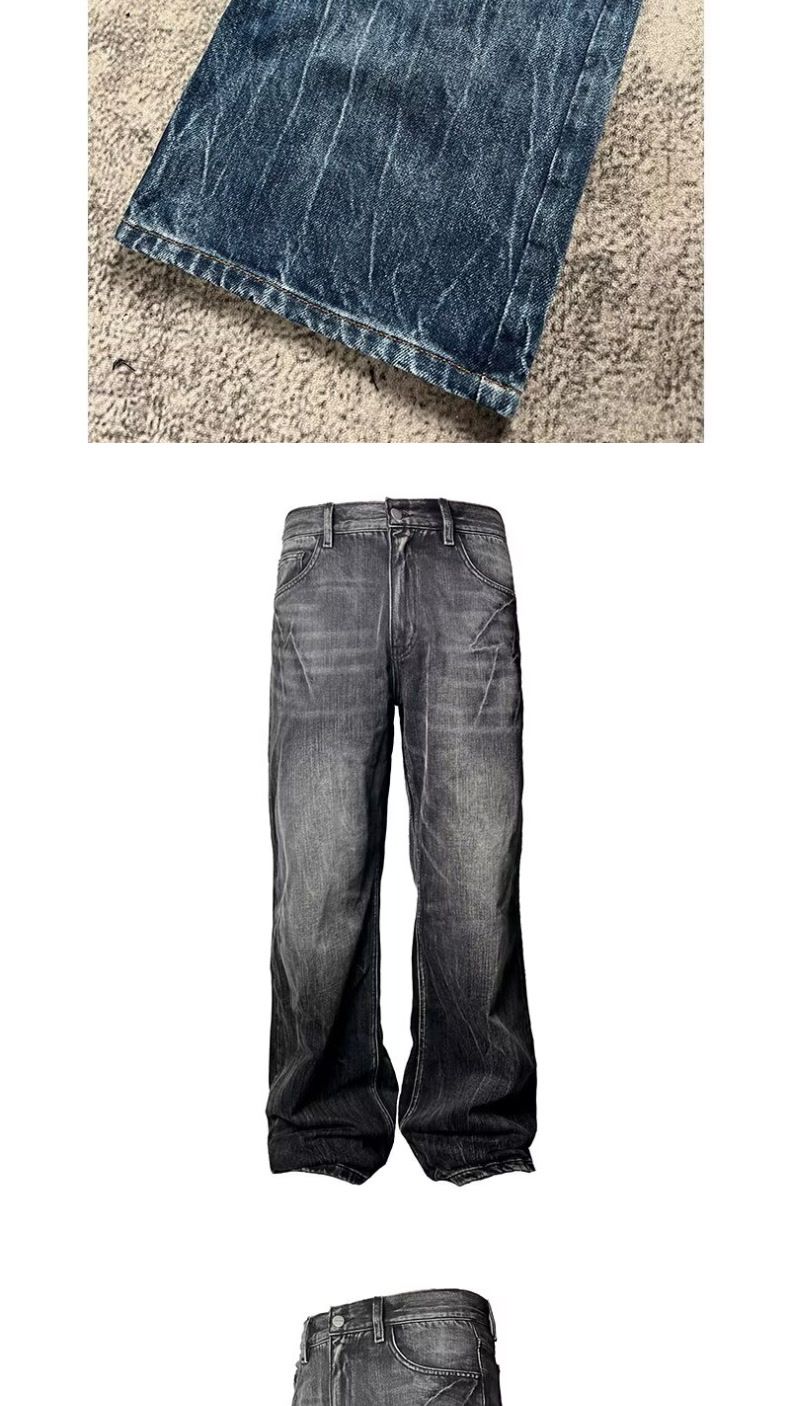 Streetwear High-Waist Straight-Leg Jeans For Teens – Trendy Washed Denim Pants With Stretch, Casual & Urban Style_voghion.com