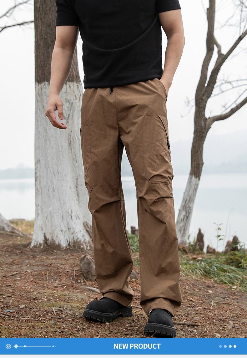 001 Hiking Solid Color Men's Spring Outdoor Thickened Fashion Versatile Casual Windproof And Water-Resistant Pants_voghion.com