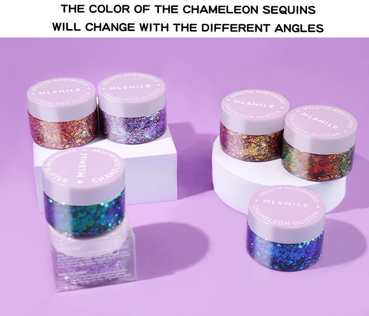 MLSMILE Chameleon Sequin Gel Full Body Face Body Fantasy Sequin Eyeshadow Halloween Cos Makeup_voghion.com