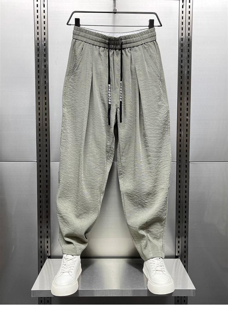 Men's Clothing 2024 Summer New Cotton and Linen Ultra thin Casual Pants Men's Breathable Drape Pants Trendy Loose Harem Carrot Pants_voghion.com