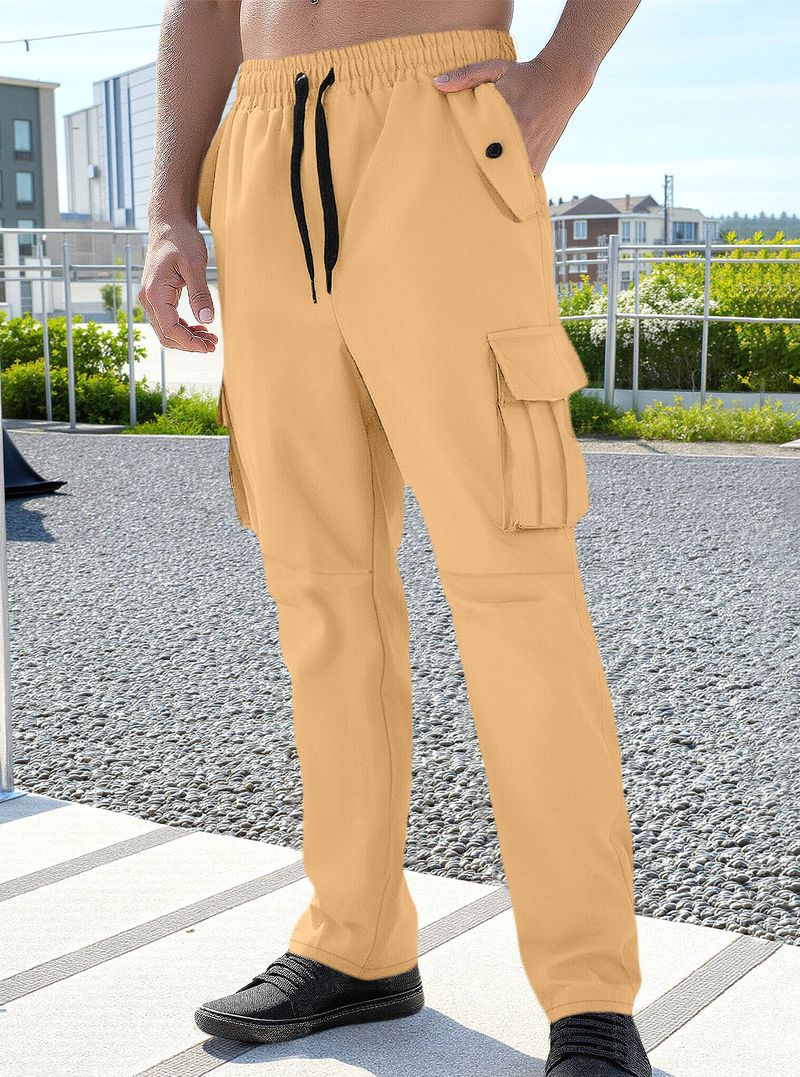 Men's Retro Outdoor Work Pants - Stylish Straight-Leg Cargo Pants With Multiple Pockets, Comfortable & Lightweight For Casual Wear_voghion.com