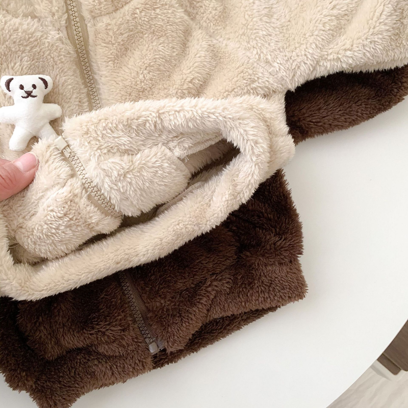 Babykleidung Winterbär Plüsch süßer Mantel Baby plus Kaschmir warmer ausländischer Stil dicker Mantel Modekleidung_voghion.com