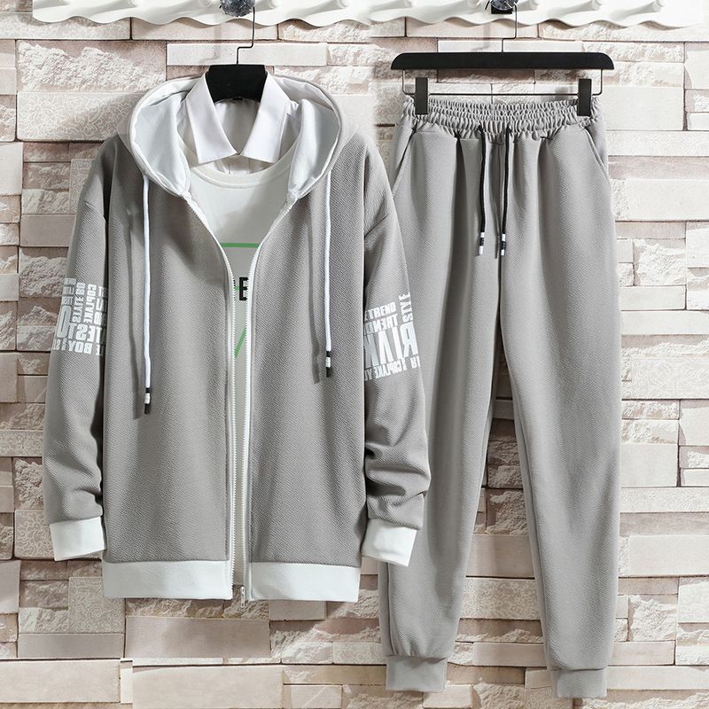 Men's Streetwear Hoodie & Jogger Set – Anti-Static Two-Piece Lounge Outfit (S-3XL, 90% Polyester, Drop-Shoulder, Metro Commuter Core)_voghion.com