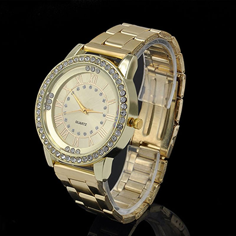 Orologio da polso analogico al quarzo da donna con strass in acciaio inossidabile da uomo Yamaler_voghion.com