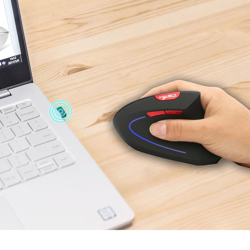 HXSJ Ergonomic Vertical Mouse With 2.4GHz Wireless, 2400DPI Adjustable, 6-Button Design, Comfort Fit For PC/Laptop_voghion.com
