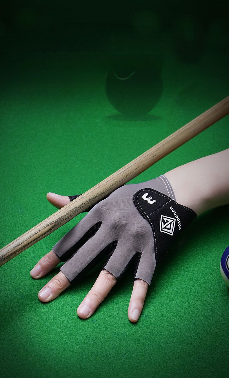 Luva de bilhar de meio dedo para mão esquerda, lisa, elástica, em seda gelada, respirável, antiderrapante, fina, com fecho de velcro._voghion.com
