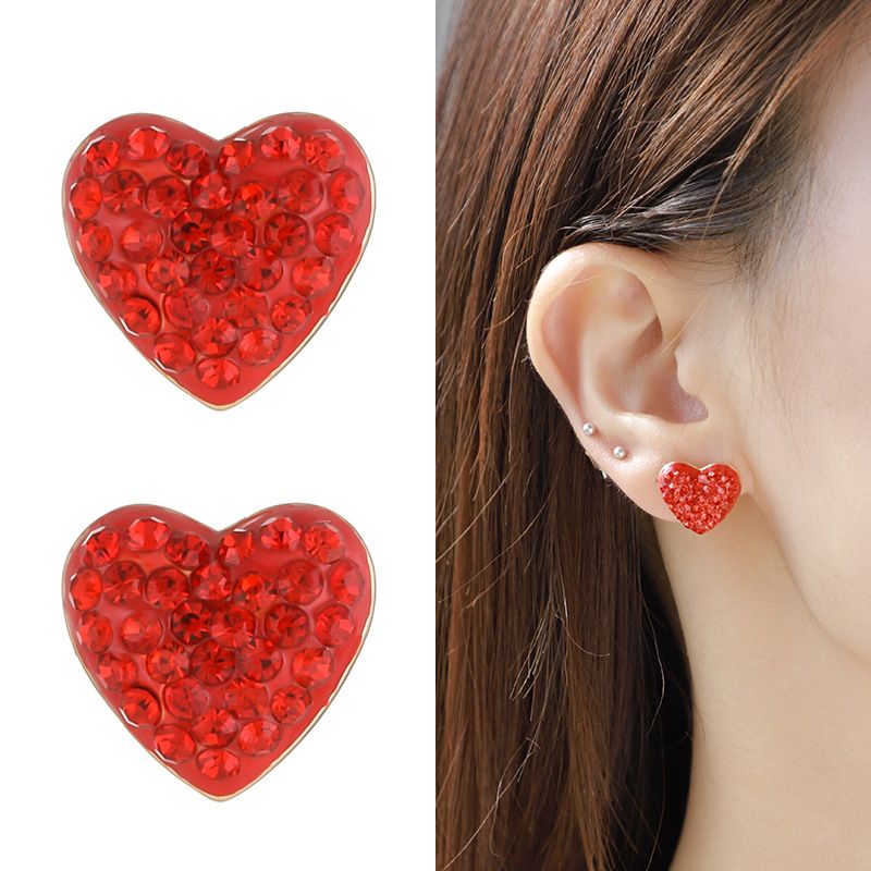 Collana con diamanti rossi Kenjie Design per donna, orecchini a forma di cuore, regalo di San Valentino_voghion.com