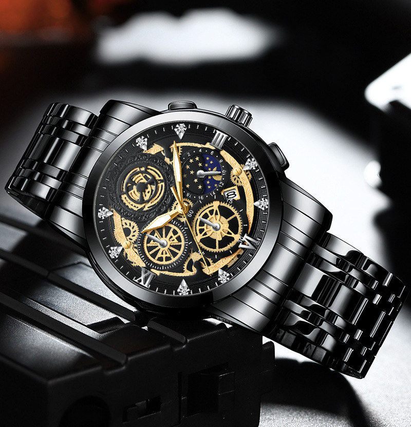 New Sun, Moon And Star Men's Watch Hollow Calendar Tourbillon Quartz Waterproof Watch Men's Watch_voghion.com