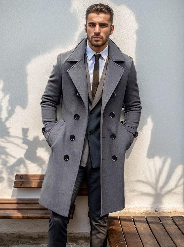 Men's Clothing Autumn And Winter High Quality Thickened Medium And Long Double Breasted Woolen Slim Fit Coat_voghion.com