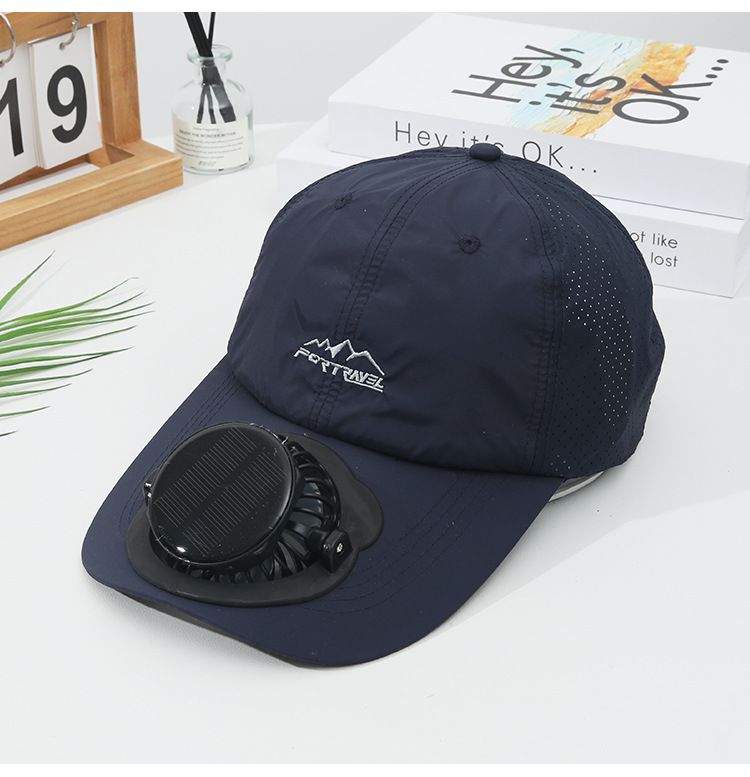 Sommer-Solarlade-Digital-Dislay-Ventilator für den Außenbereich, schnelltrocknender Sonnenschutz, breiter, atmungsaktiver Krempenhut, Entenschnabel_voghion.com