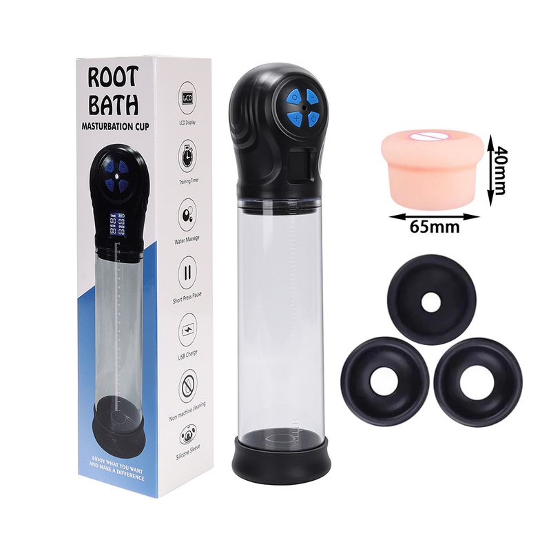 Men's Fully Automatic Aircraft Cup Penis Stretching JJ Trainer Erection Device Physical Hydrotherapy LCD Enlarger_voghion.com