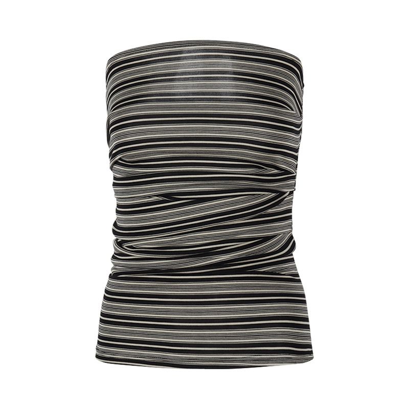Farbblock-gestreifte Schlauchweste für Damen, Sommer, trägerlos, Brustwickel, Innen- und Außenbekleidung, sexy, enges, ärmelloses Top_voghion.com