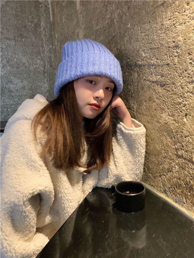 Knitted Hat For Women, Autumn And Winter Korean Style, Versatile, Warm, Double Pom Pom, Plush, Large Head Circumference,_voghion.com
