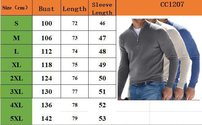 Herr V-ringad långärmad dragkedja Pullover Sweatshirt Pikétröja Vår och höst Tunn Herr fritidsskjorta S-5XL_voghion.com