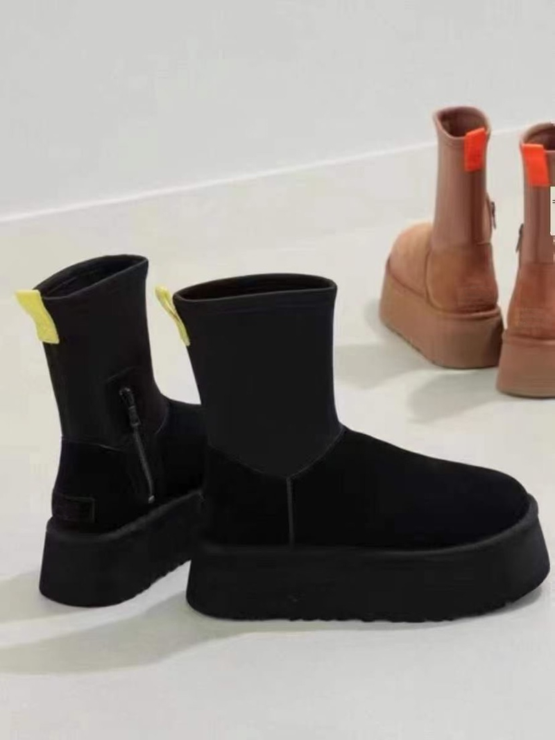 Damen-Up-Combat-Stiefel, Winterstiefel mit niedrigem Absatz_voghion.com