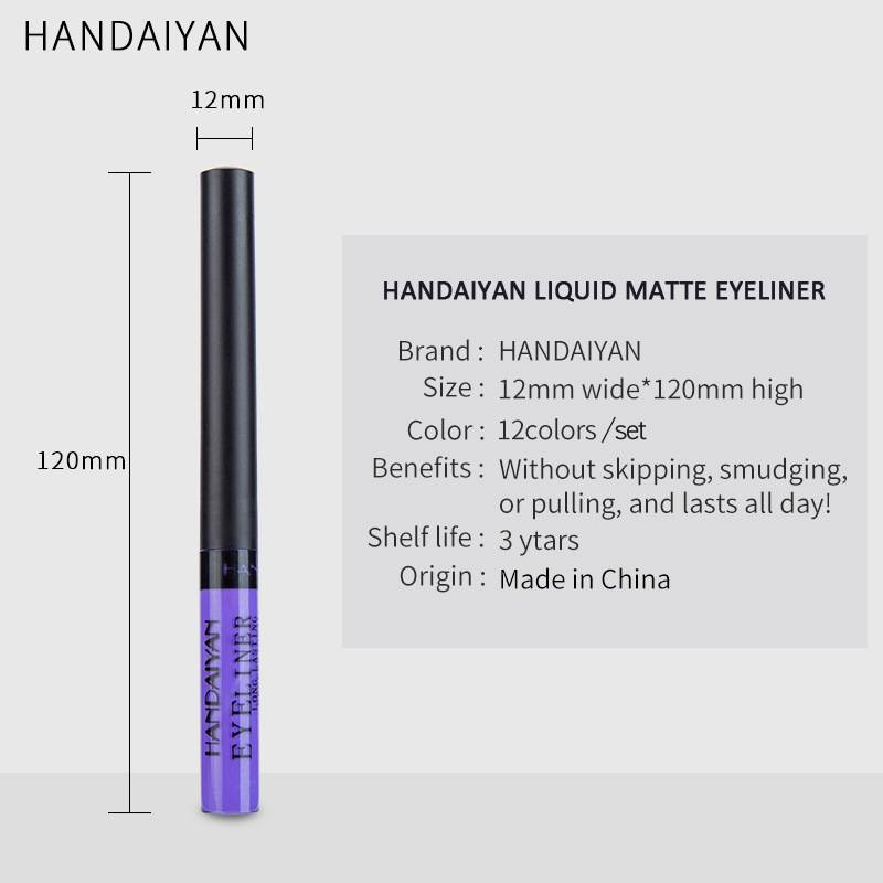 Lidschattenstift 12 farbige Eyeliner-Stifte im Set Matt Schnelltrocknender Flüssig-Eyeliner Flüssiger Eyeliner-Kleber_voghion.com