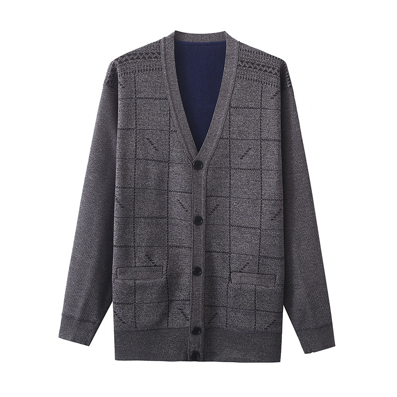 Men's Clothing A generation of middle-aged and elderly men's cardigan plus velvet j padded long sleeve sweater cardigan coat grandpa outfit_voghion.com