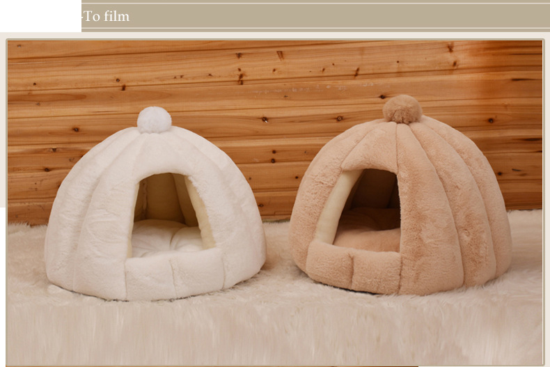 Cuccia rotonda Cuccia semi-chiusa per gatti e conigli piccoli Cuccia soffice per autunno e inverno Cuccia imbottita per animali domestici Cuccia per cani di piccola e media taglia_voghion.com