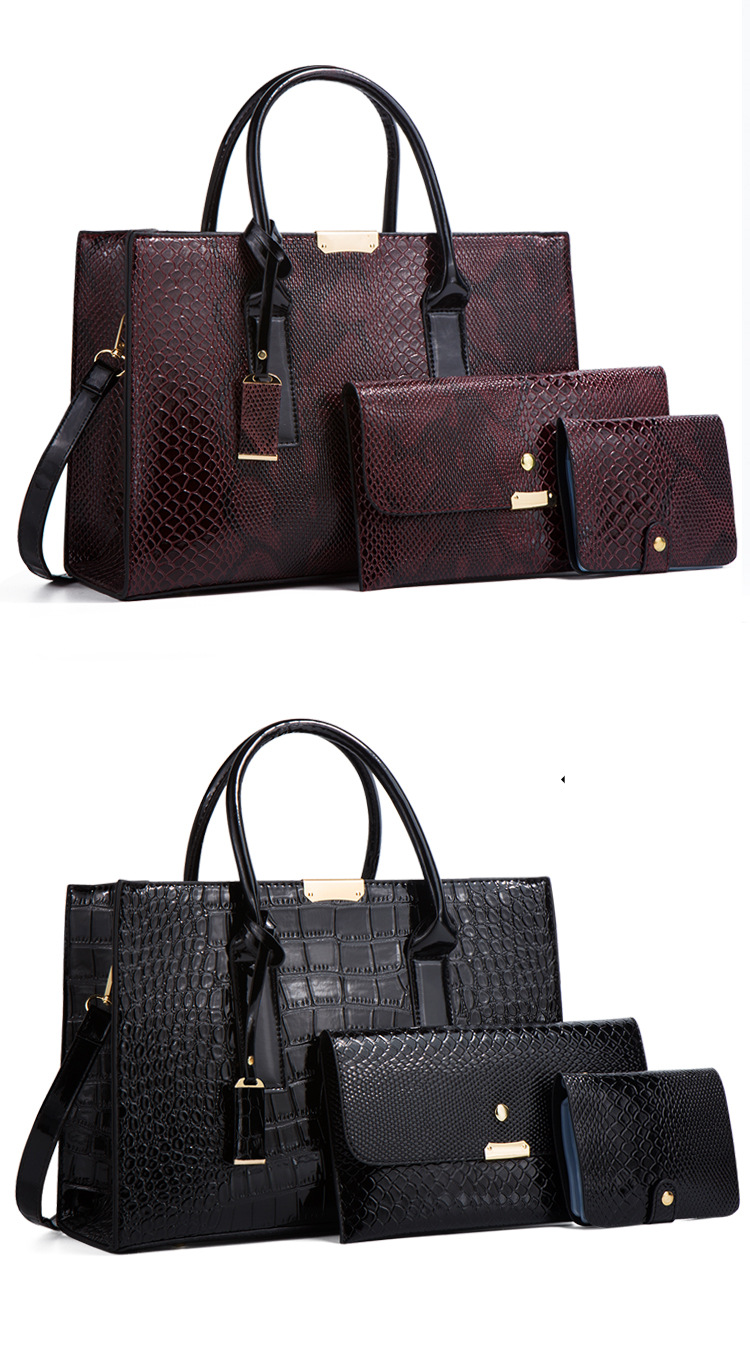 Komplet torbic za ženske, ženska torba iz kačje kože, modni trend, diagonalna torba, retro velika prostornina, štiridelna torba s črkami_voghion.com