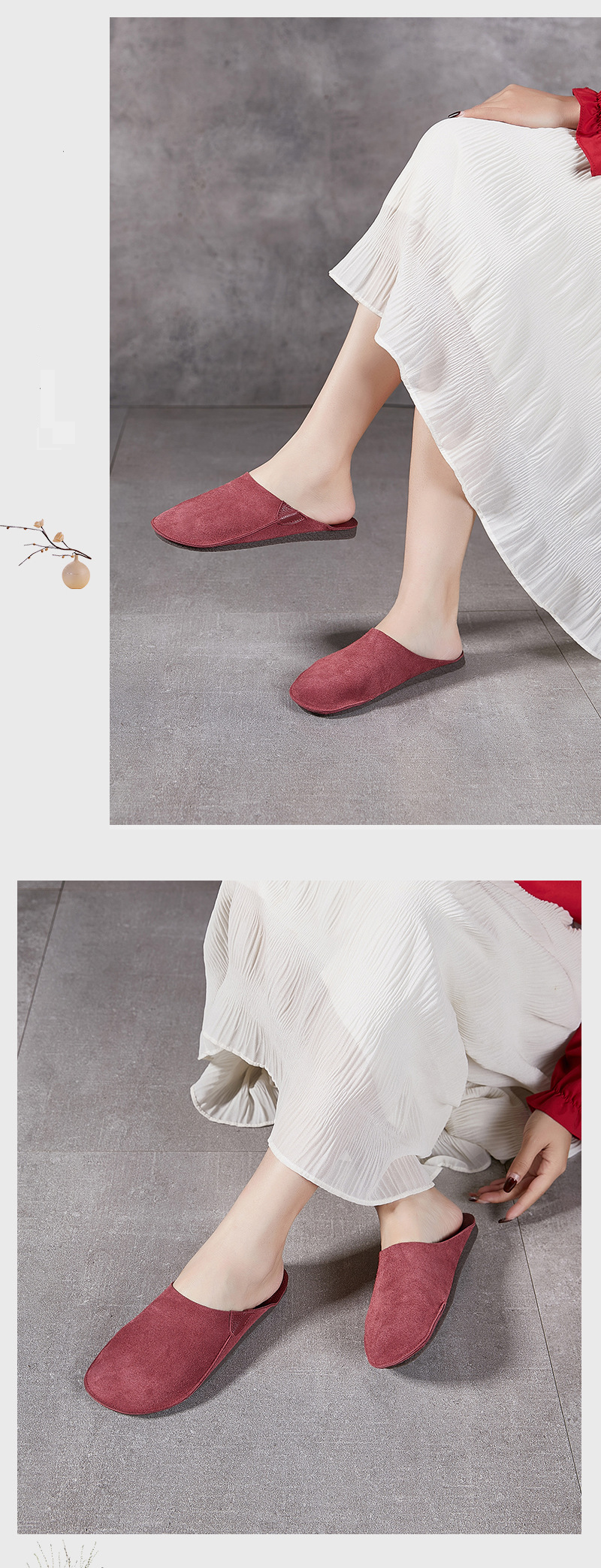 Women’s Shoes New Top Layer Cowhide Half Slippers Casual Versatile Comfortable Thickened Soft Bottom Flat Sandals_voghion.com