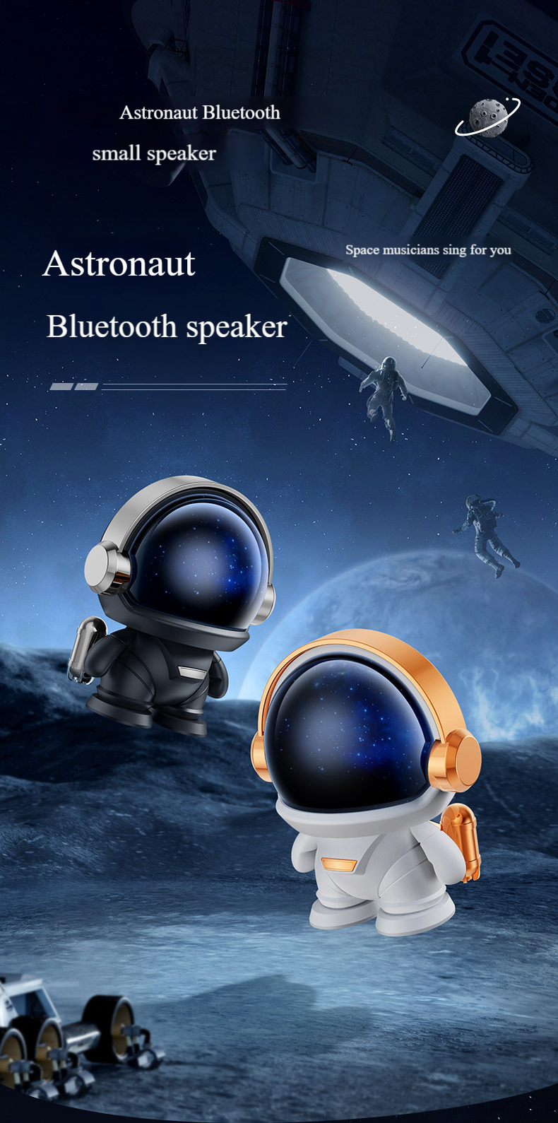 Astronot Bluetooth Hoparlör (Gelişmiş Bas Özellikli Mini Taşınabilir Hoparlör - Masaüstü/Ev Dekorasyonu İçin Yaratıcı Uzay Temalı Tasarım, İdeal Hediye)_voghion.com
