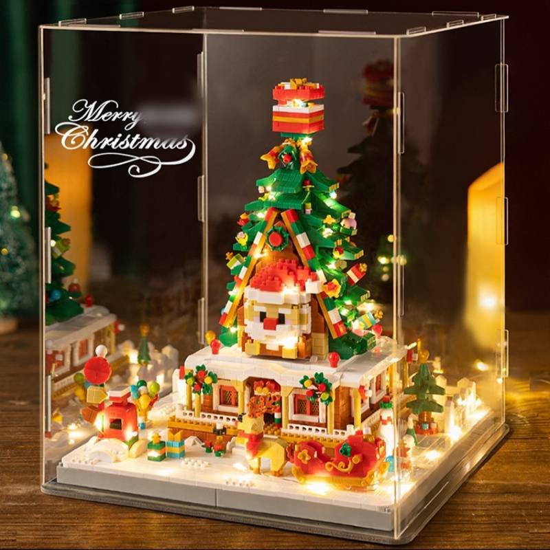 Blocchi da costruzione per casette sull'albero di Natale, nuovi giocattoli, luce ambientale + pannello in acrilico, giocattoli Lego da assemblare per bambine e bambini, regali di Natale - selezione di regali per le vacanze_voghion.com