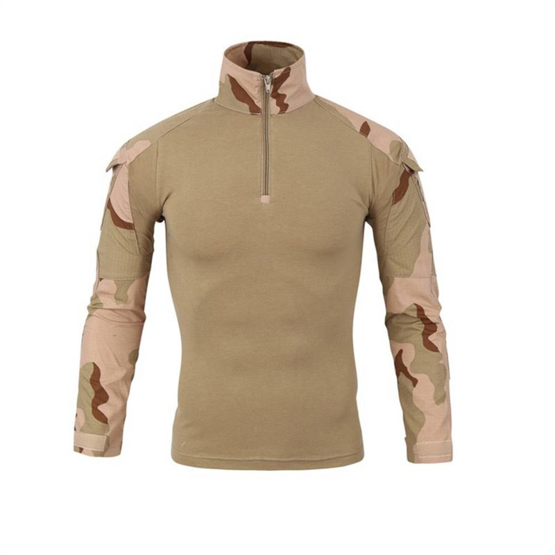 2025 Fashion Long Sleeve 1/4 Zipper Tactical T-Shirts Pockets Men's Summer Combat T-Shirt Cotton Polyester Training Clothing_voghion.com