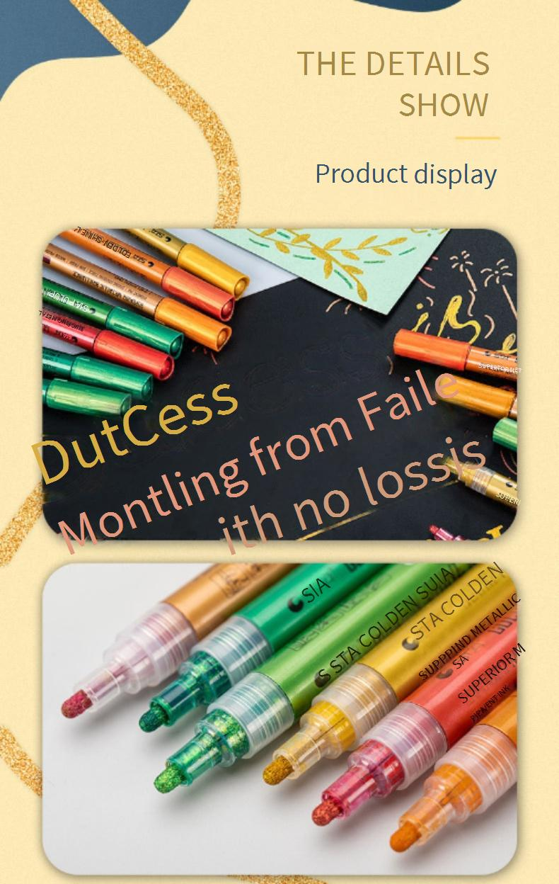 Marcadores de pintura metalizada Super Gold: punta de 2 mm, resistentes al agua, colores vibrantes para arte, bricolaje y manualidades._voghion.com